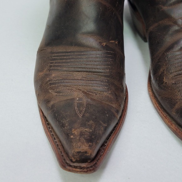 Vintage 90's Tony Lama Cowboy Boots Women's 5 Leather Western Snip Toe USA Made - Picture 7 of 14